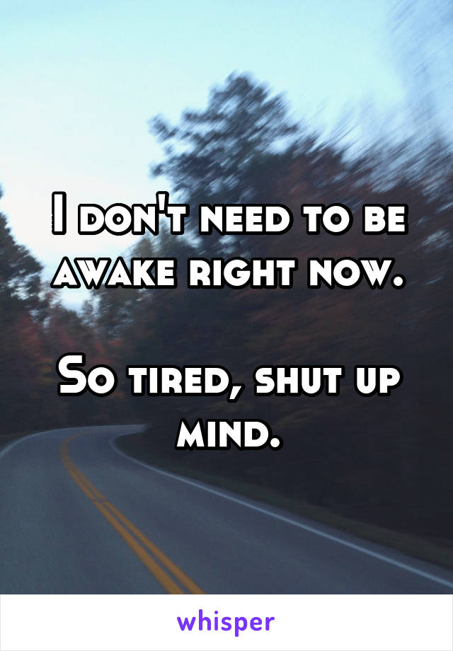 I don't need to be awake right now.

So tired, shut up mind.