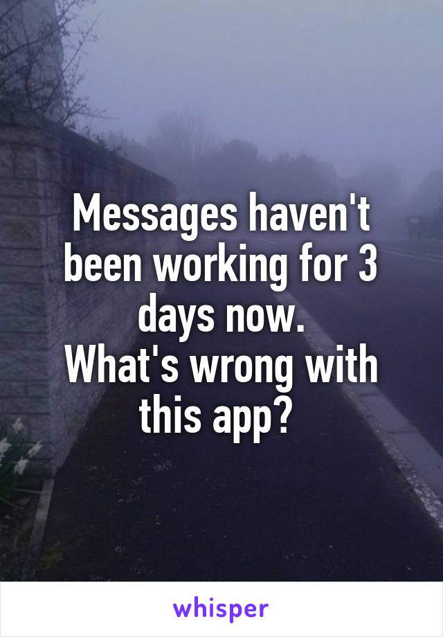 Messages haven't been working for 3 days now.
What's wrong with this app? 