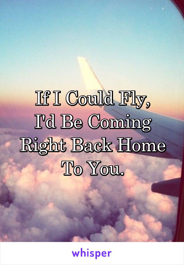 If I Could Fly,
I'd Be Coming Right Back Home To You.