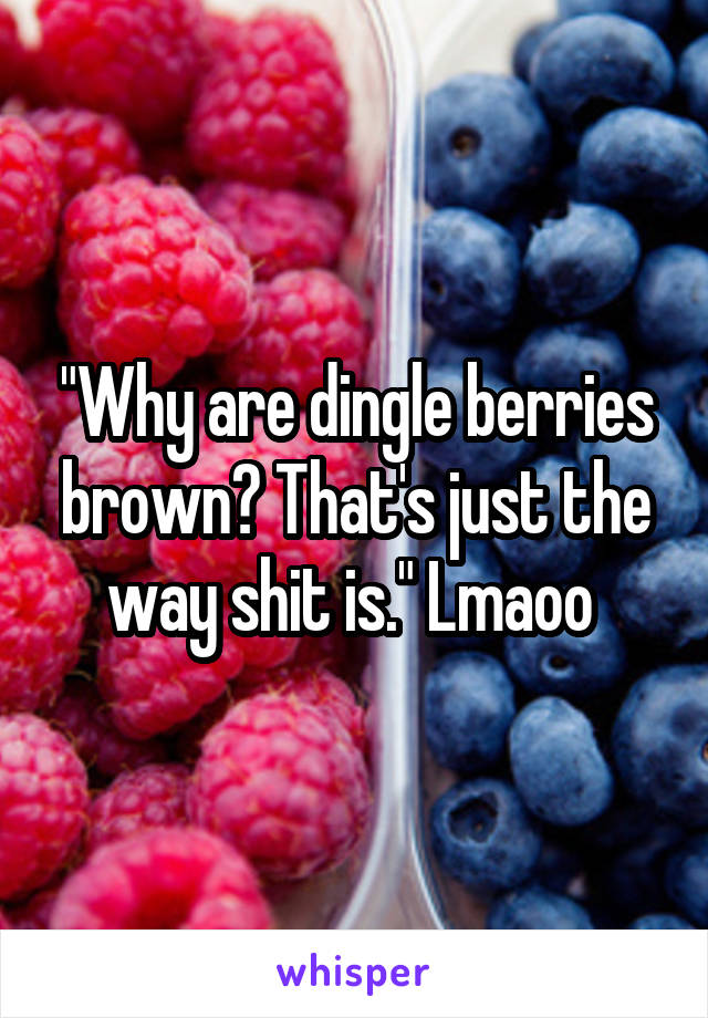 "Why are dingle berries brown? That's just the way shit is." Lmaoo 