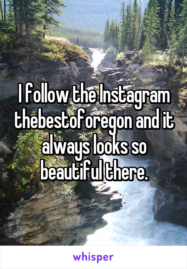 I follow the Instagram thebestoforegon and it always looks so beautiful there.