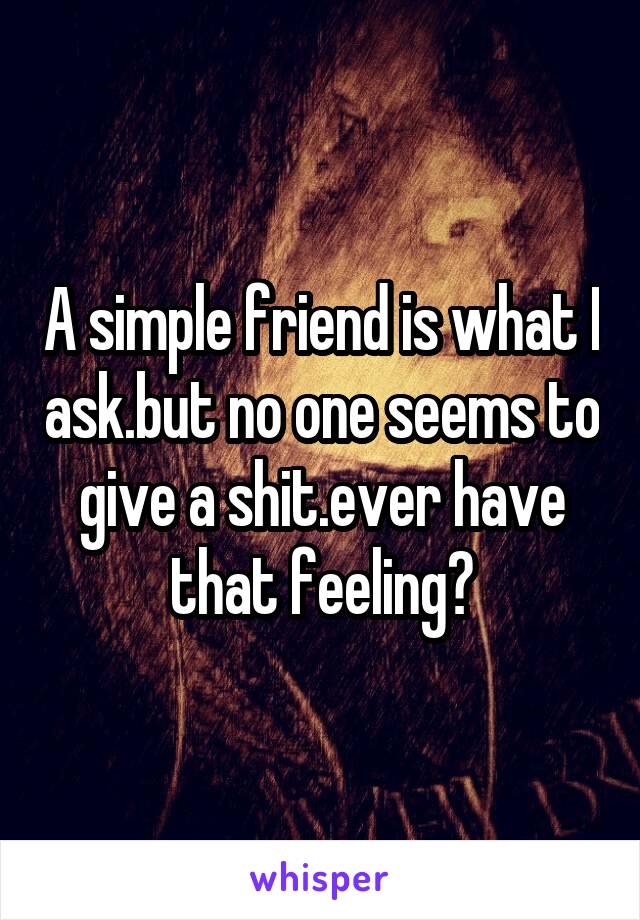 A simple friend is what I ask.but no one seems to give a shit.ever have that feeling?