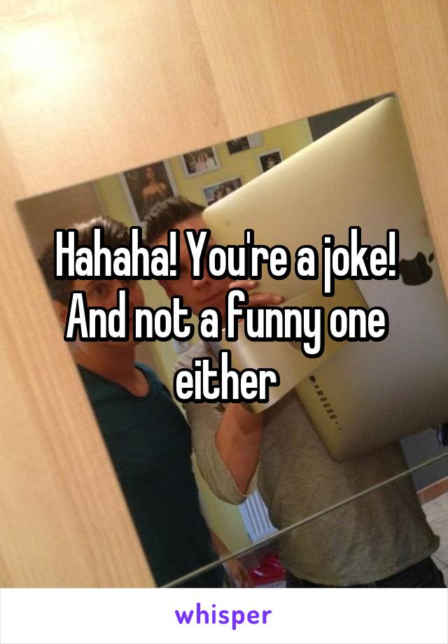 Hahaha! You're a joke! And not a funny one either