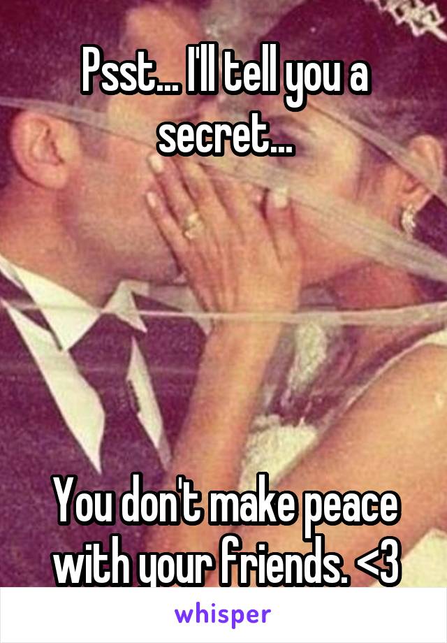 Psst... I'll tell you a secret...





You don't make peace with your friends. <3