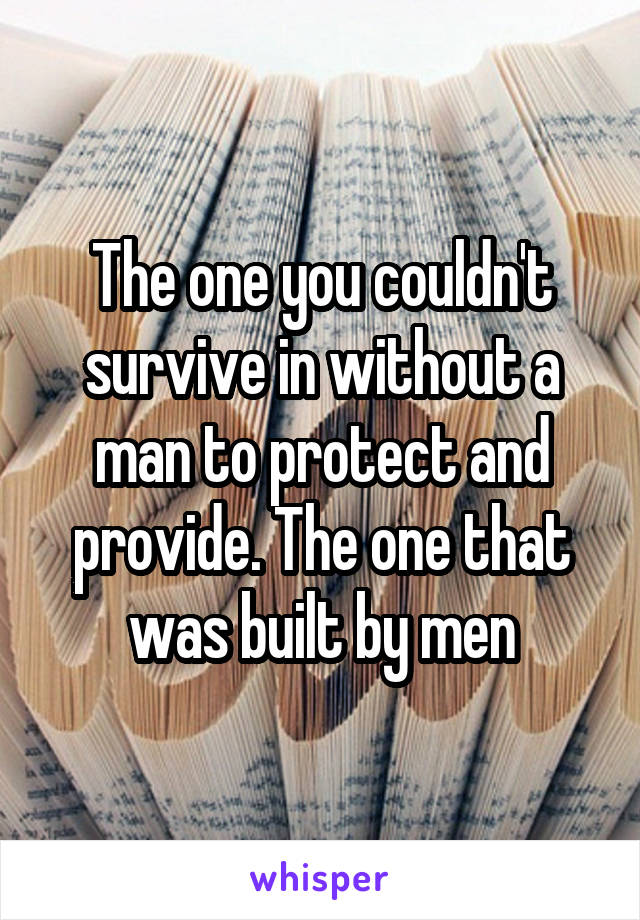 The one you couldn't survive in without a man to protect and provide. The one that was built by men