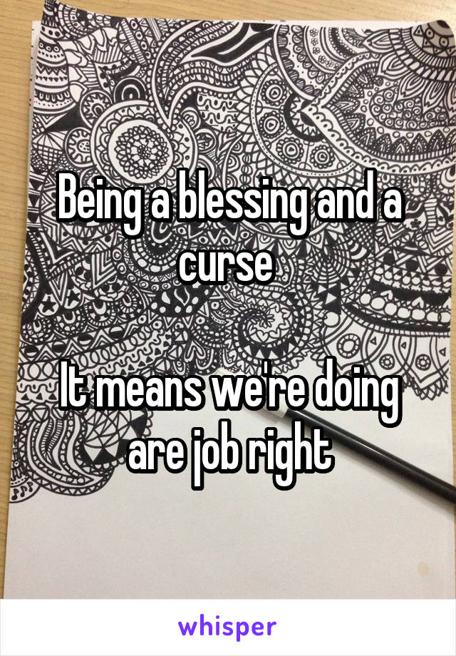 Being a blessing and a curse 

It means we're doing are job right