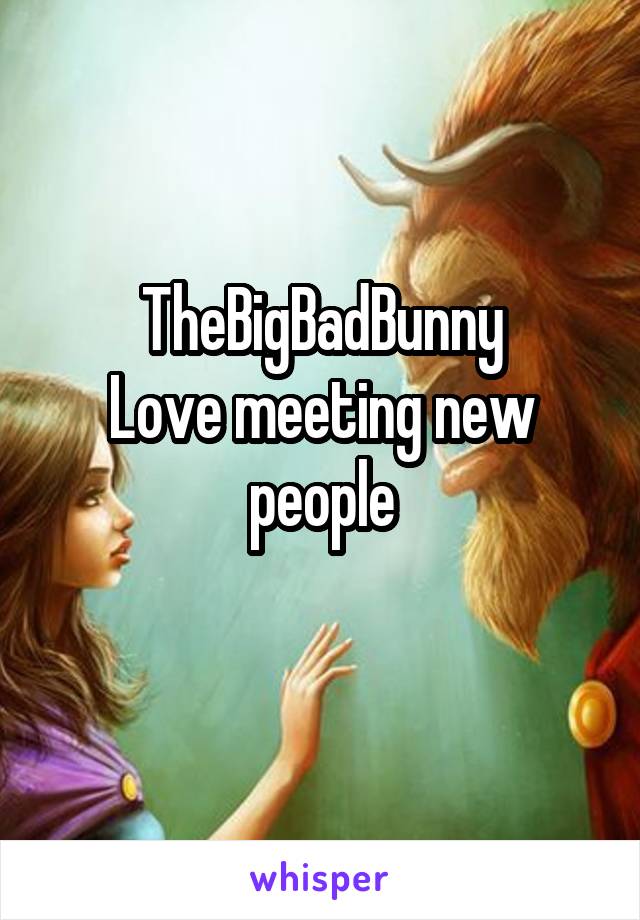 TheBigBadBunny
Love meeting new people
