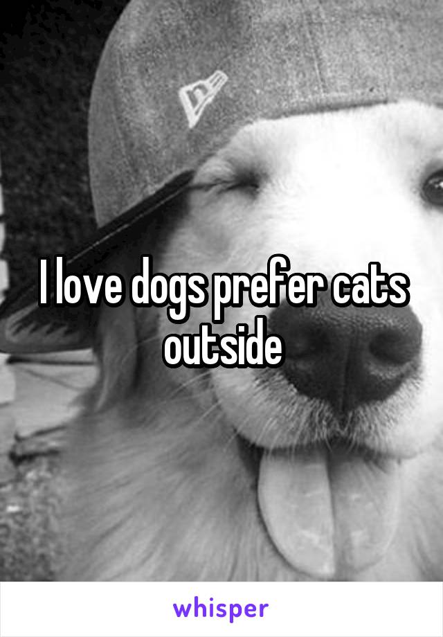 I love dogs prefer cats outside