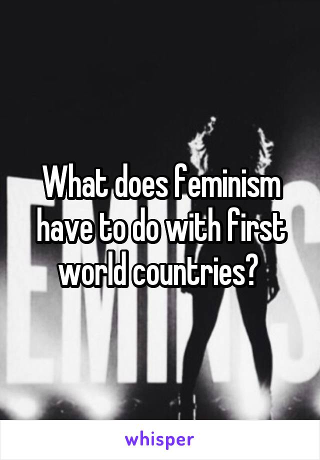 What does feminism have to do with first world countries? 