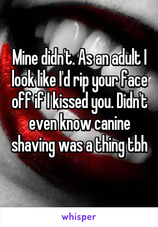 Mine didn't. As an adult I look like I'd rip your face off if I kissed you. Didn't even know canine shaving was a thing tbh 