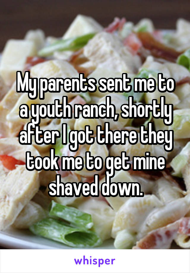 My parents sent me to a youth ranch, shortly after I got there they took me to get mine shaved down.