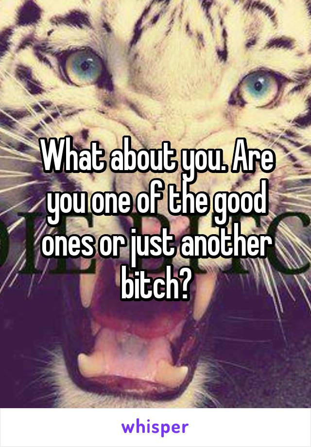 What about you. Are you one of the good ones or just another bitch?