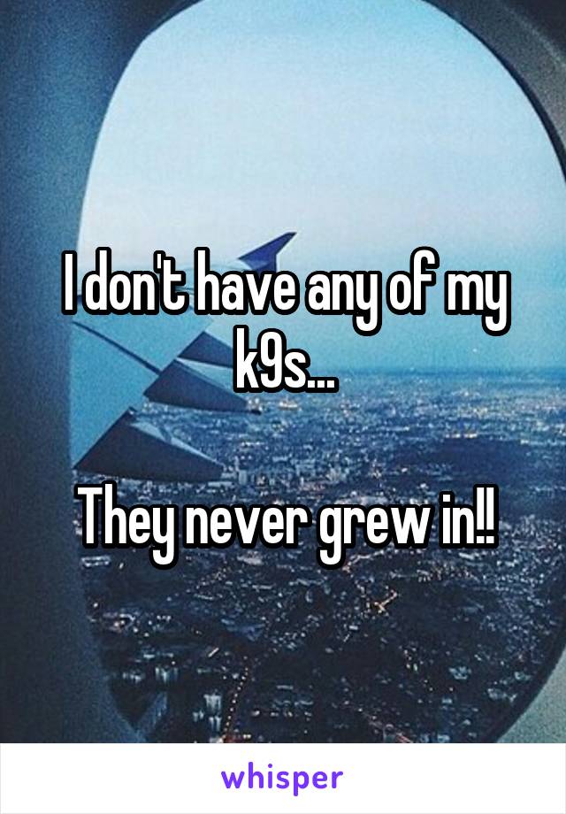 I don't have any of my k9s...

They never grew in!!