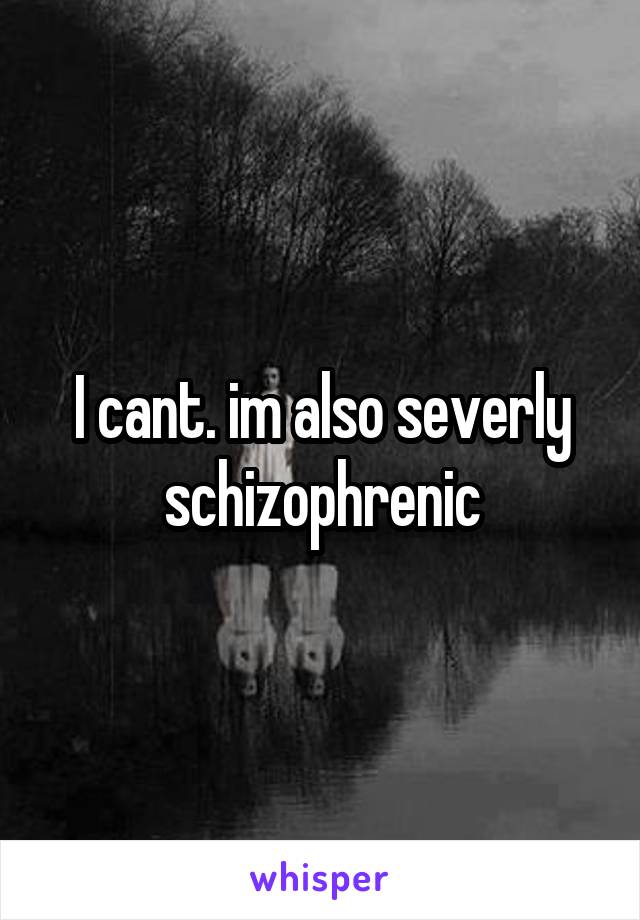 I cant. im also severly schizophrenic