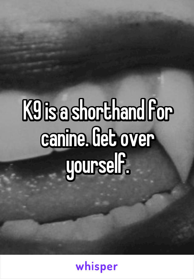 K9 is a shorthand for canine. Get over yourself.