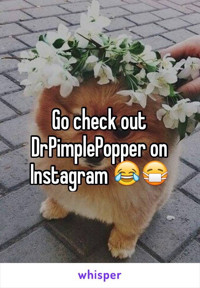 Go check out DrPimplePopper on Instagram 😂😷