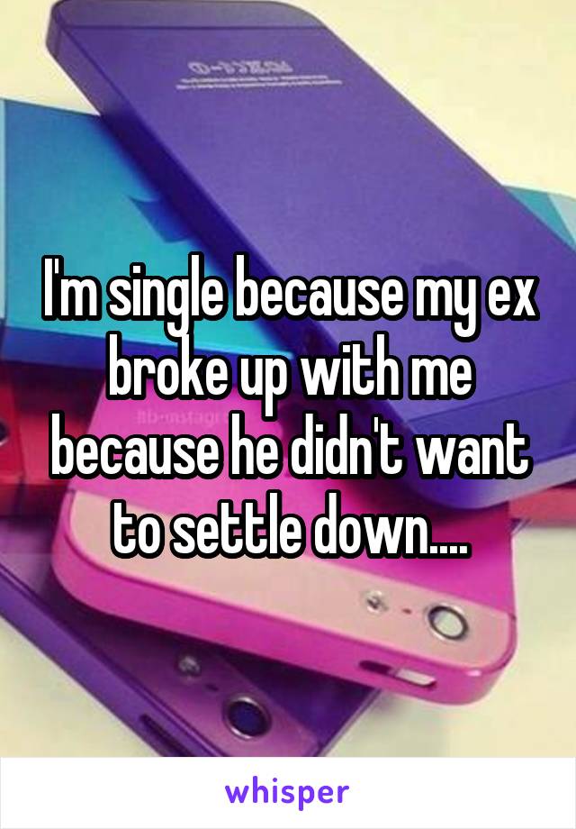 I'm single because my ex broke up with me because he didn't want to settle down....