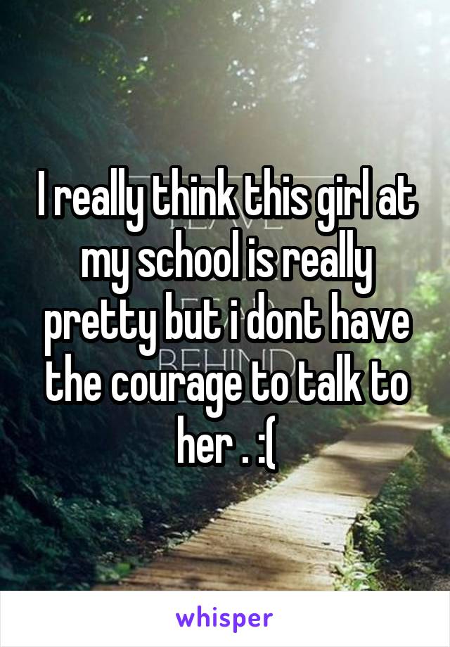 I really think this girl at my school is really pretty but i dont have the courage to talk to her . :(