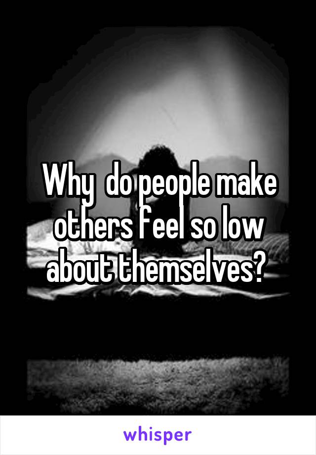 Why  do people make others feel so low about themselves? 