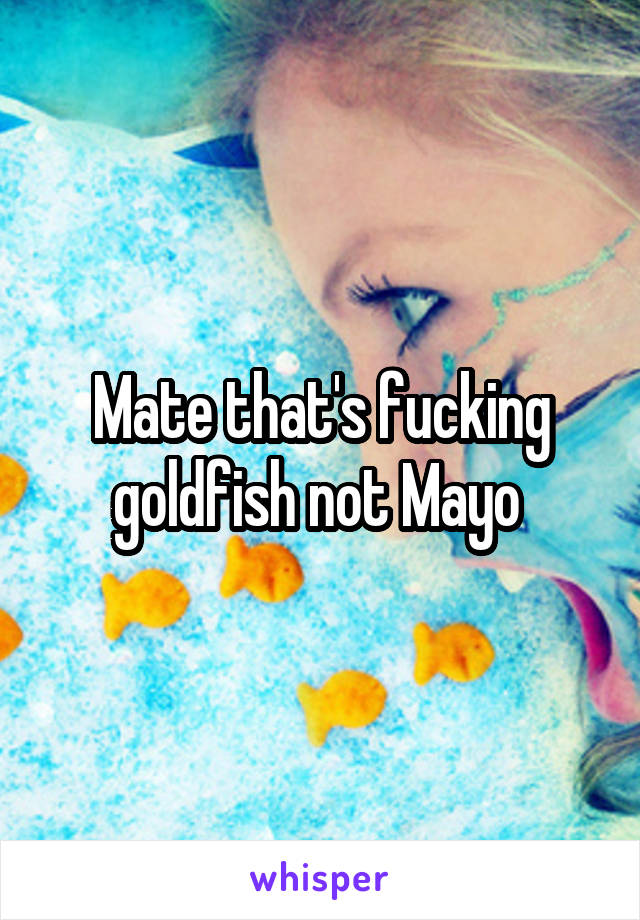 Mate that's fucking goldfish not Mayo 