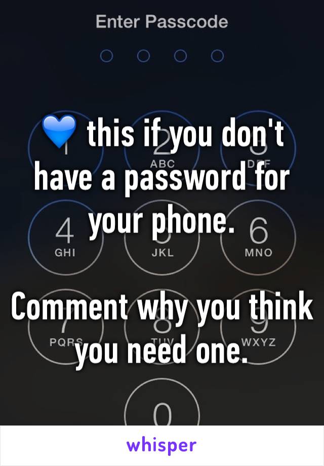 💙 this if you don't have a password for your phone.

Comment why you think you need one. 