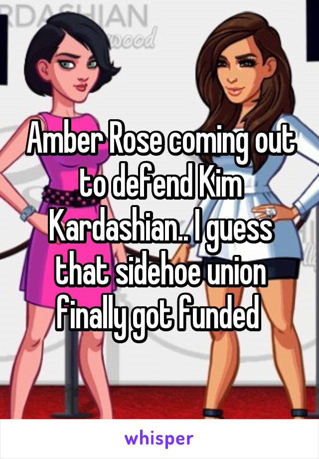 Amber Rose coming out to defend Kim Kardashian.. I guess that sidehoe union finally got funded 