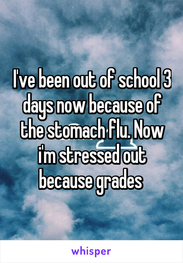 I've been out of school 3 days now because of the stomach flu. Now i'm stressed out because grades 