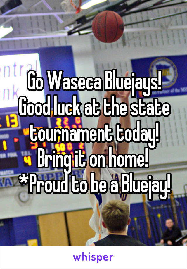 Go Waseca Bluejays! Good luck at the state tournament today! Bring it on home! 
*Proud to be a Bluejay!