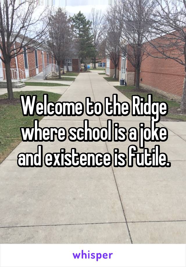 Welcome to the Ridge where school is a joke and existence is futile.