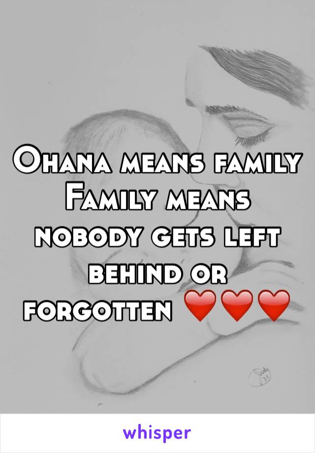 Ohana means family
Family means nobody gets left behind or forgotten ❤️❤️❤️