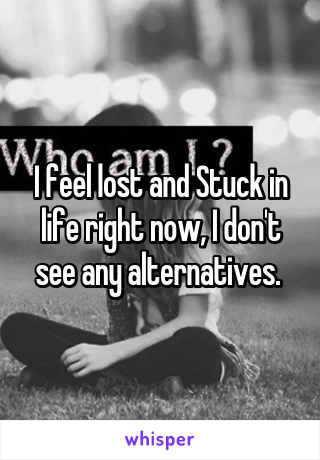 I feel lost and Stuck in life right now, I don't see any alternatives. 