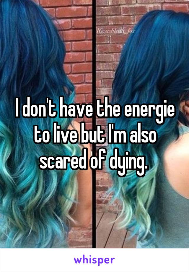 I don't have the energie to live but I'm also scared of dying. 