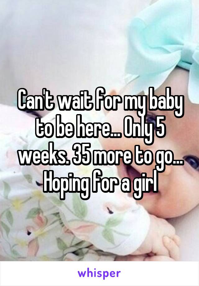 Can't wait for my baby to be here... Only 5 weeks. 35 more to go...
Hoping for a girl