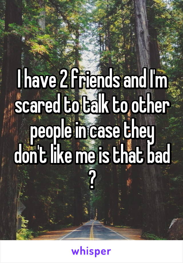 I have 2 friends and I'm scared to talk to other people in case they don't like me is that bad ?