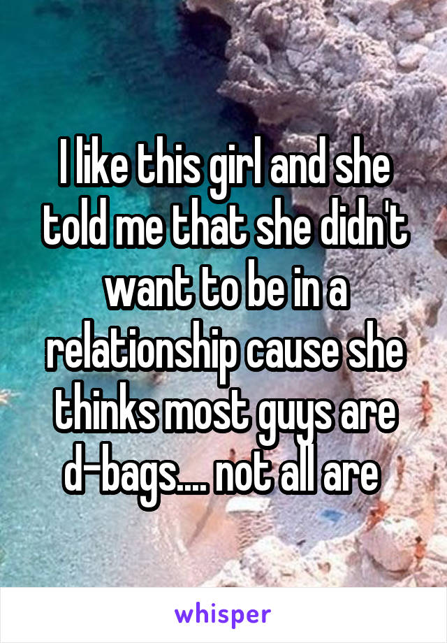 I like this girl and she told me that she didn't want to be in a relationship cause she thinks most guys are d-bags.... not all are 