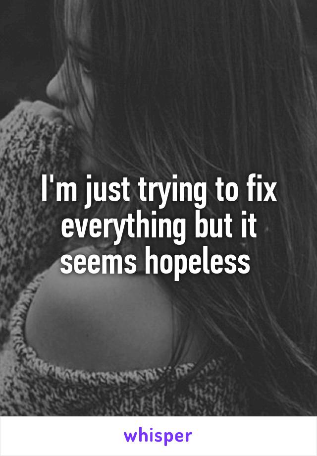 I'm just trying to fix everything but it seems hopeless 