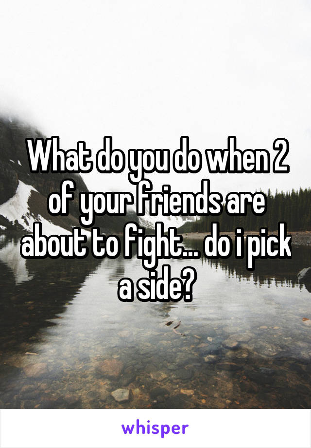 What do you do when 2 of your friends are about to fight... do i pick a side?