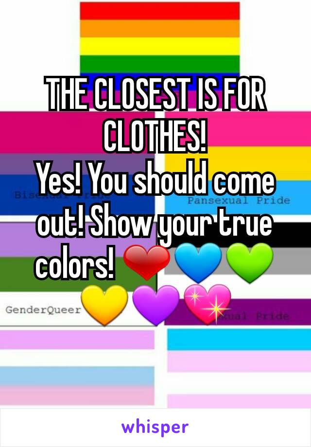 THE CLOSEST IS FOR CLOTHES!
Yes! You should come out! Show your true colors! ❤💙💚💛💜💖