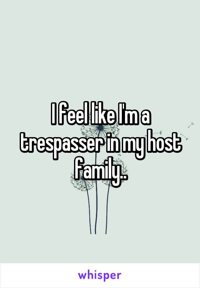 I feel like I'm a trespasser in my host family..