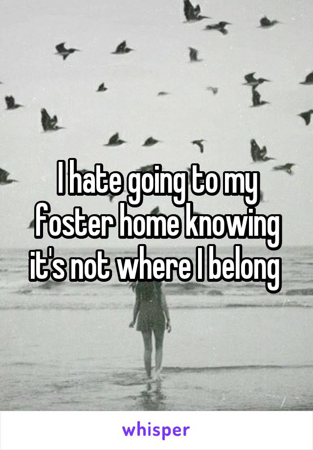 I hate going to my foster home knowing it's not where I belong 