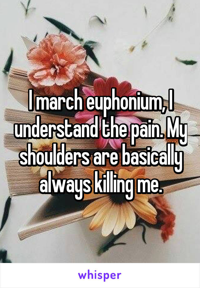 I march euphonium, I understand the pain. My shoulders are basically always killing me.