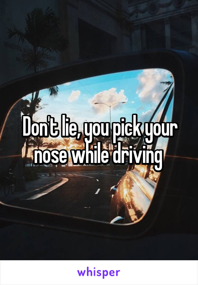 Don't lie, you pick your nose while driving 