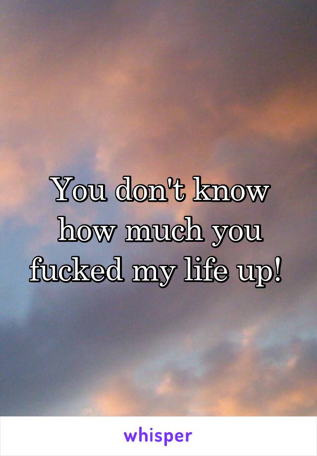 You don't know how much you fucked my life up! 