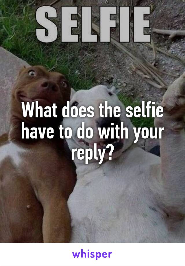 What does the selfie have to do with your reply?