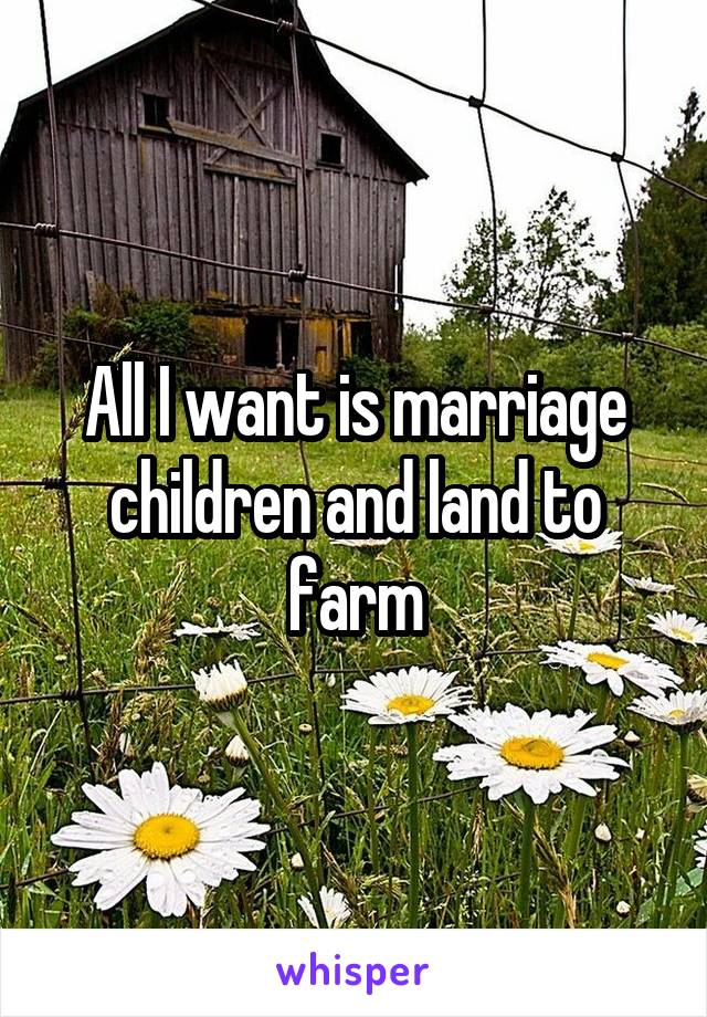 All I want is marriage children and land to farm