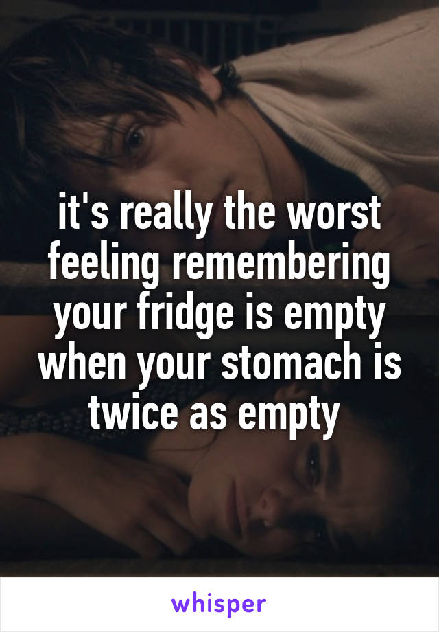 it's really the worst feeling remembering your fridge is empty when your stomach is twice as empty 