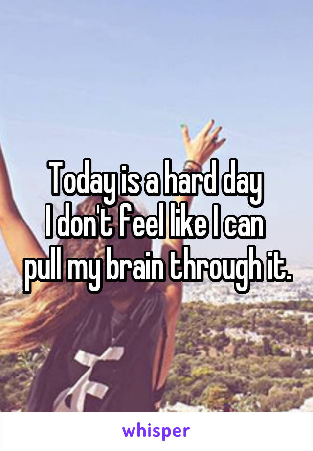 Today is a hard day 
I don't feel like I can  pull my brain through it.