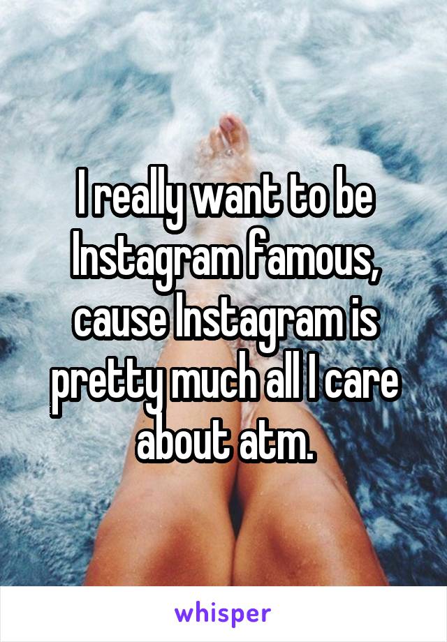 I really want to be Instagram famous, cause Instagram is pretty much all I care about atm.