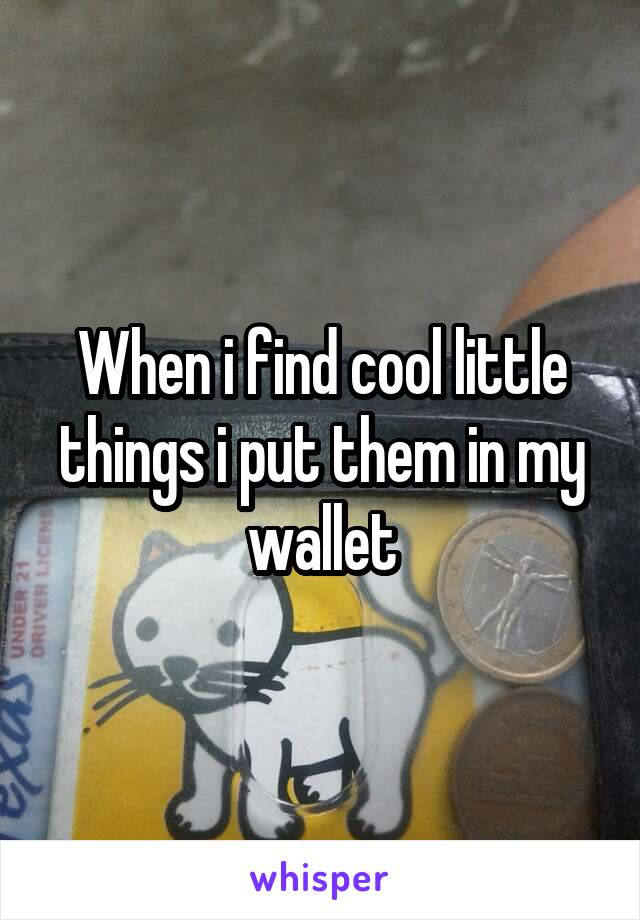 When i find cool little things i put them in my wallet