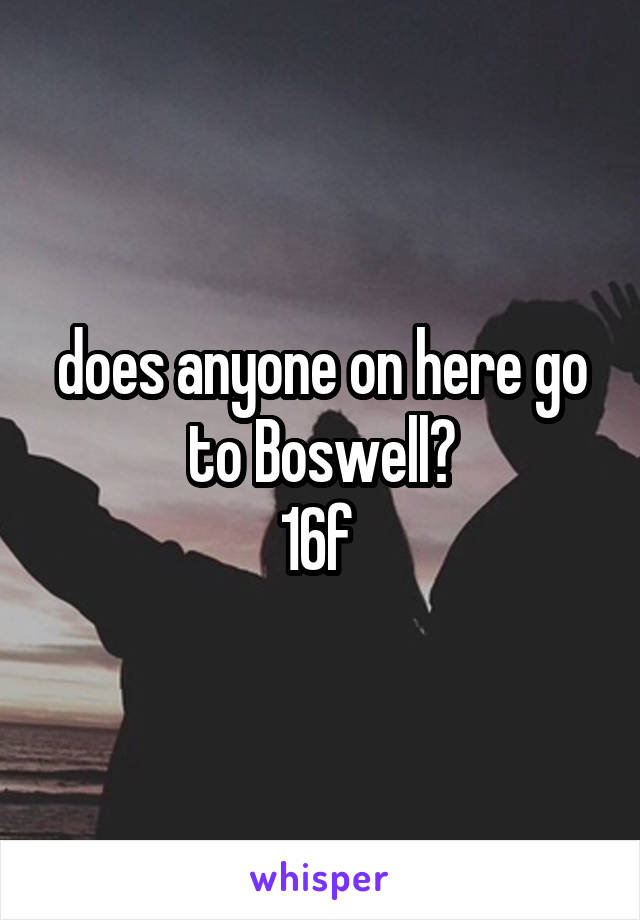 does anyone on here go to Boswell?
16f 